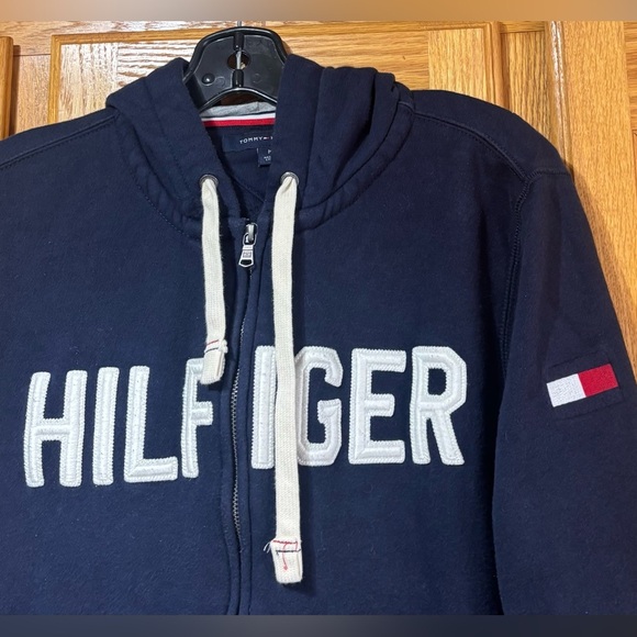 Tommy Hilfiger Navy Blue Full Zip Hoodie Sweatshirt Men’s Medium EUC - Picture 4 of 6